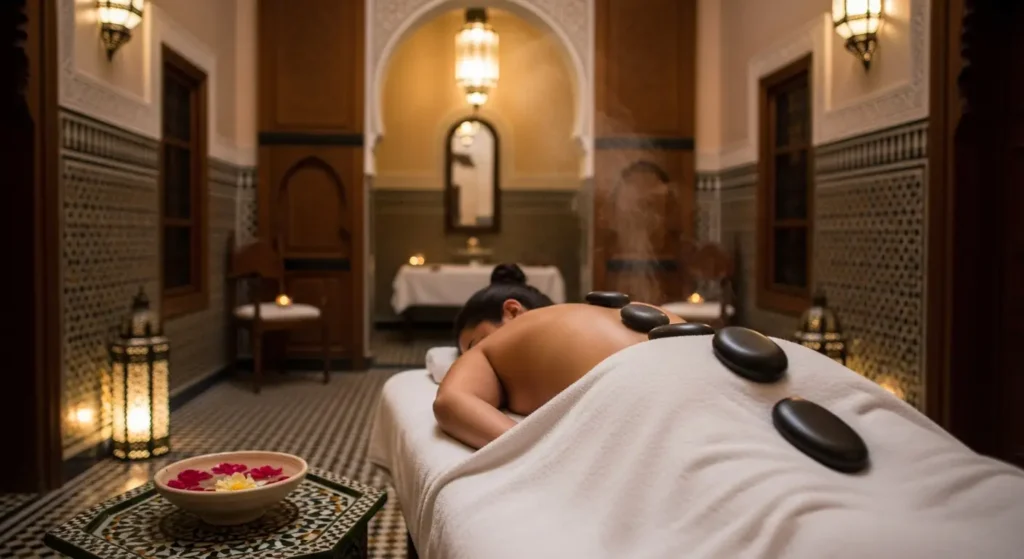 Massage aux Pierres Chaudes volcaniques à domicile Marrakech
