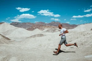 a man running in the desert